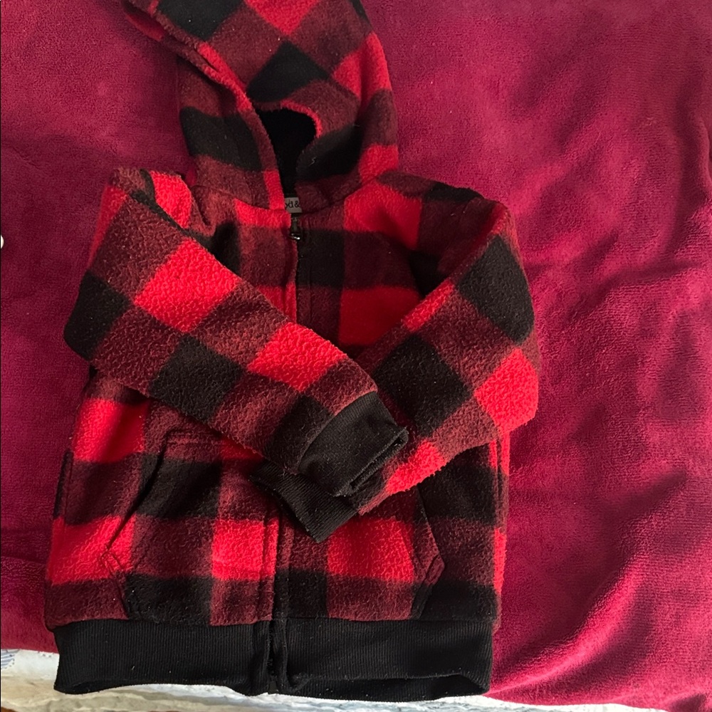 Red and Black Plaid Kids Hoodie